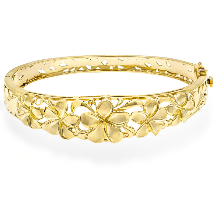 14K Plumeria Bracelet 5 Flower Garland Royal Hawaiian Heritage Jewelry
