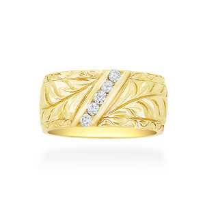 14K Hawaiian Diamond Ring - Kahiwa