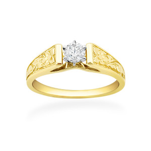 14K Hawaiian Diamond Ring - Plumeria Petite