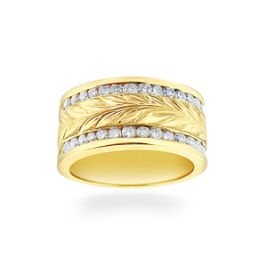 14K Hawaiian Diamond Queen Anne Ring