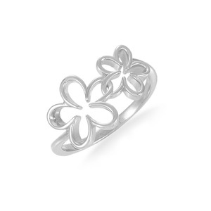 Sterling Silver Plumeria Ring - Open Double Flower Sterling Silver Plumeria Ring - Open Double Flower