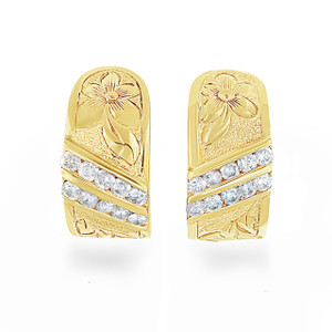 14K Hawaiian Diamond Earrings - Le Grande Dame