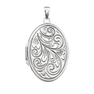Sterling Silver Locket Oval Pendant 