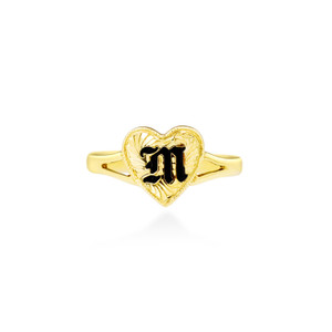 14K Hawaiian Initial Ring - Split Heart