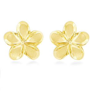 14K Plumeria Earrings - Wild 19mm