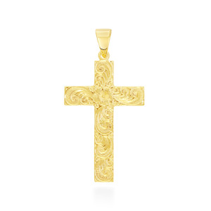 14K Hawaiian Cross Pendant - Scroll Only
