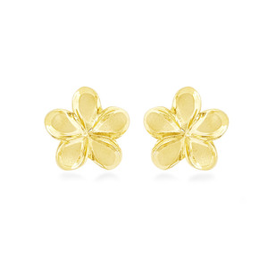 14K Plumeria Earrings - Wild 12mm