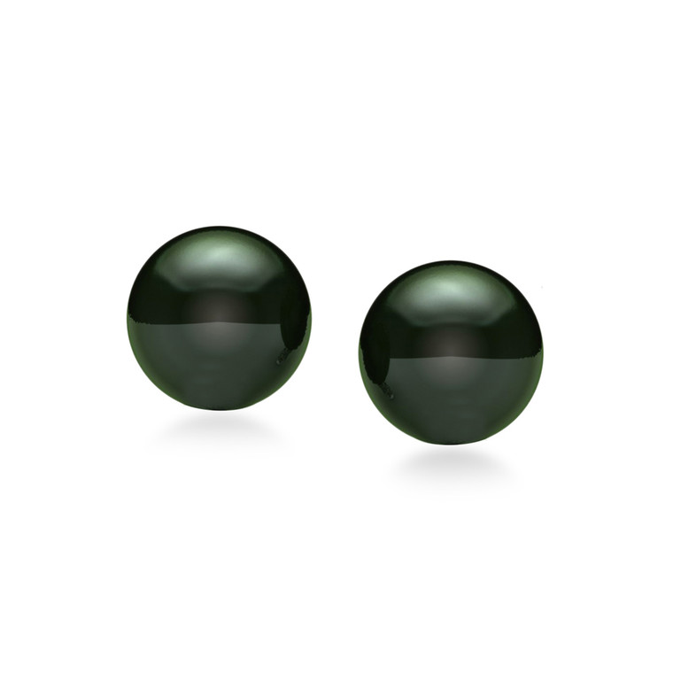 14K Black Tahitian Pearl Earrings - Studs