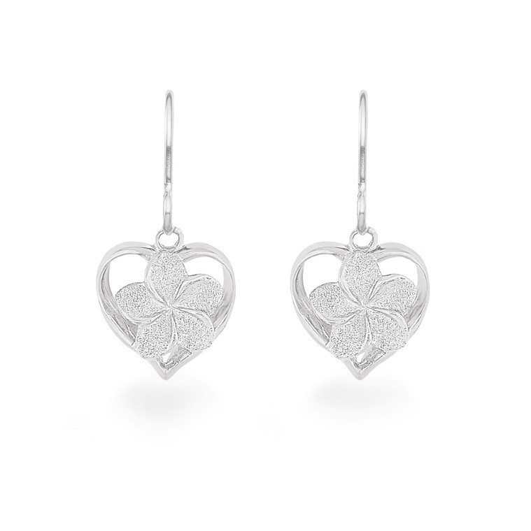 Sterling Silver Plumeria Earrings - Royal Heart