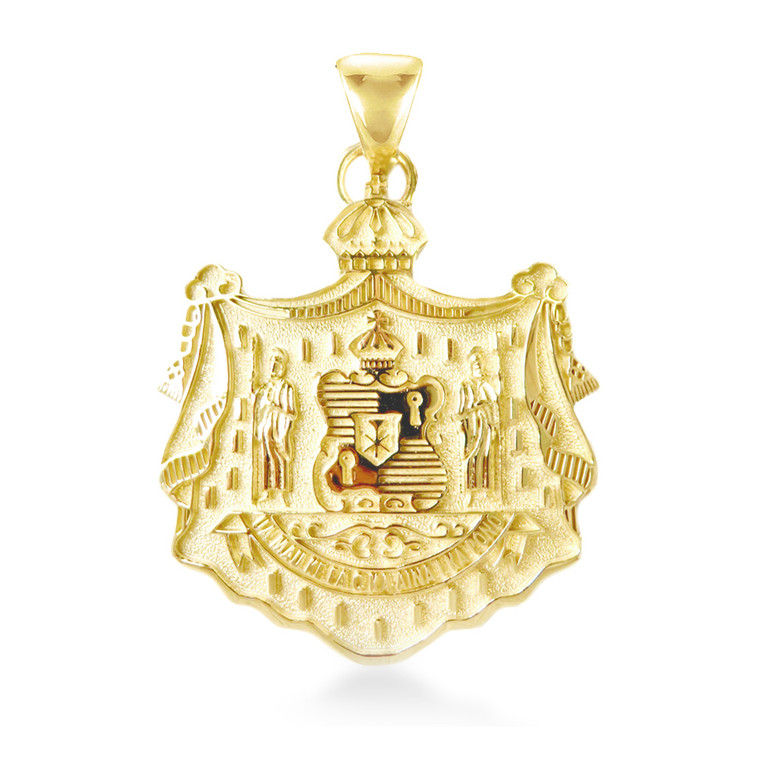 14K Hawaiian Coat of Arms Pendant 36mm