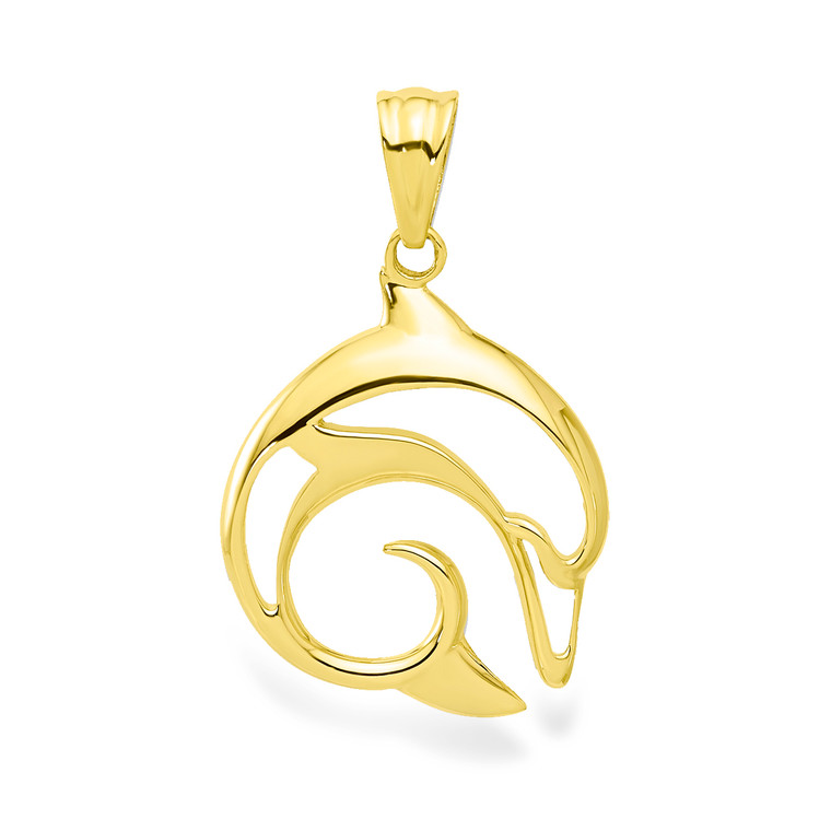 14K Hawaiian Dolphin Pendant  - Cutout