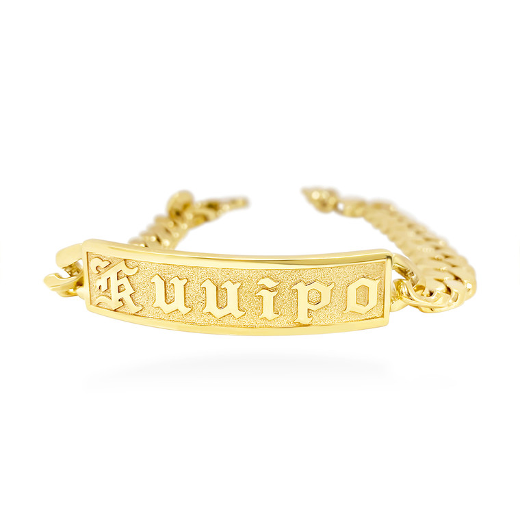 14K Hawaiian ID Bracelet Cuban Link Royal Hawaiian Heritage Jewelry