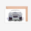 Happy Birthday Aston Martin DB 5 Front Car Illustration Card