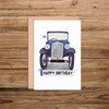 Happy Birthday Number Plate Austin 7  Car Illustration Card