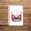 Best Dad Number Plate Red VW Camper Van  Front Car Illustration Card