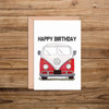 Happy Birthday Red VW Camper Van Illustration Card