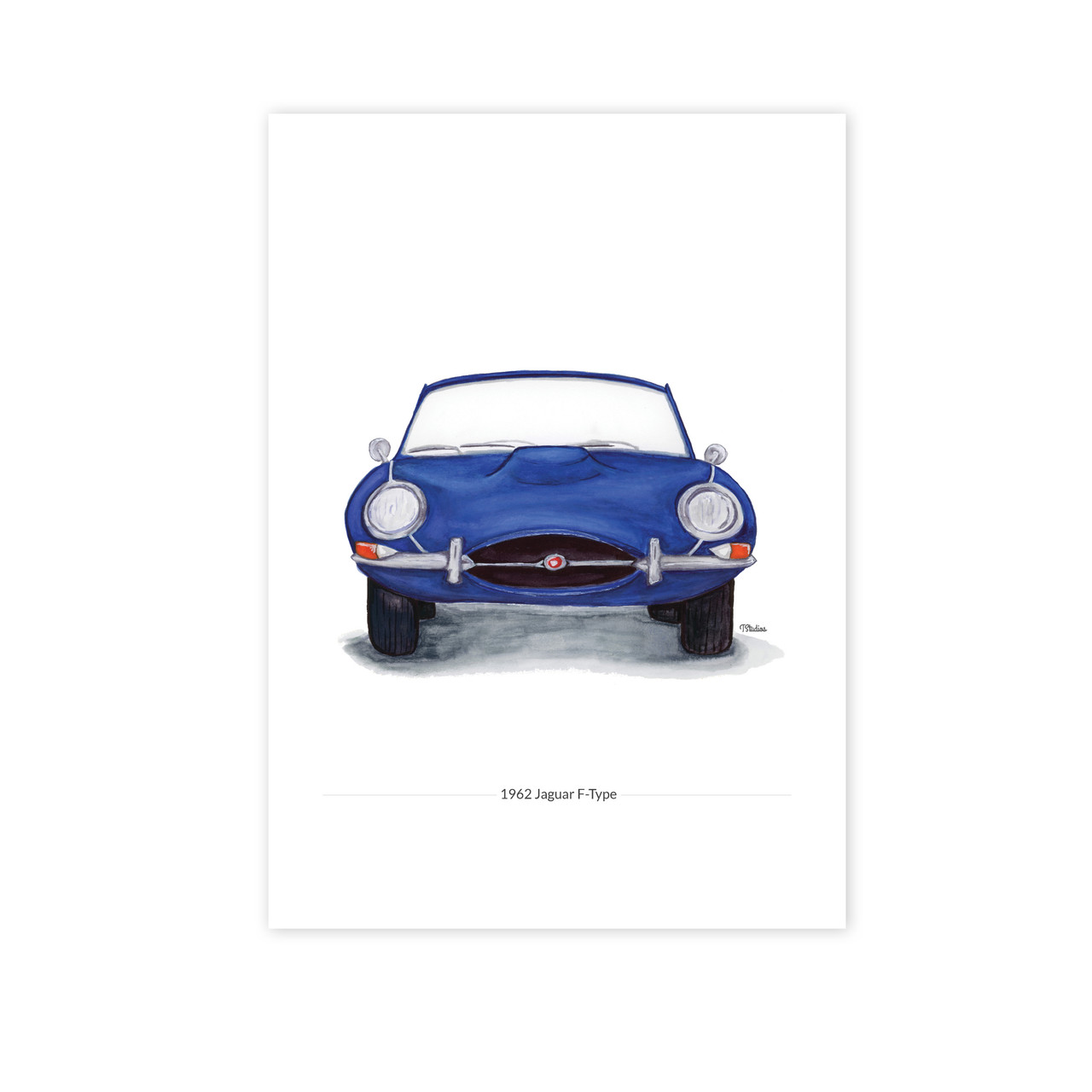 E Type Front View Jaguar E-Type Series 1 Front View Illustration Car Print | Typhoon Studios