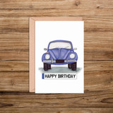 VW Beetle number plate birthday day cards