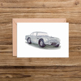 Aston Martin DB 5 Car Front View Illustration Blank Card