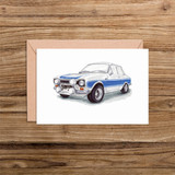 Ford Escort MK 1 Car Illustration Blank Card