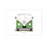 Green VW Camper Illustration Landscape Giclée Print