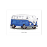 Blue VW Camper Illustration Giclée Print
