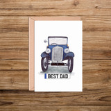 Best Dad Number Plate Austin 7 Car Illustration Card