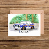 No 1 Son Number Plate Ford Escort MK2 Rothmans Car Illustration Card