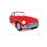 MGB GT Illustration Personalised Giclée Car Print