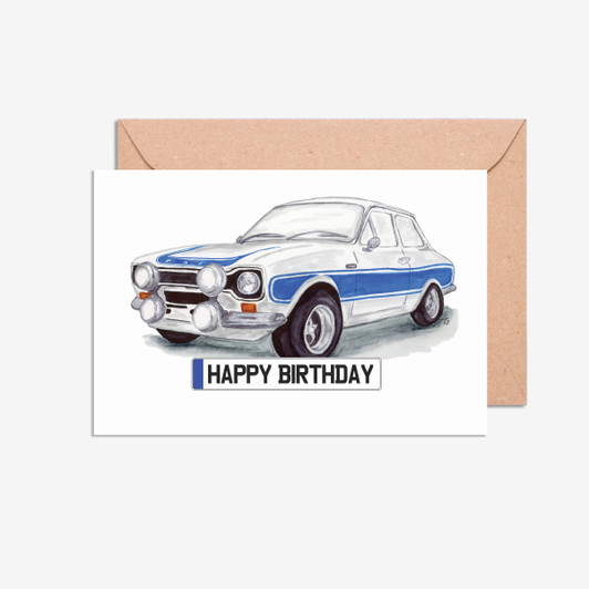 Ford Escort MK 1 number plate birthday day cards