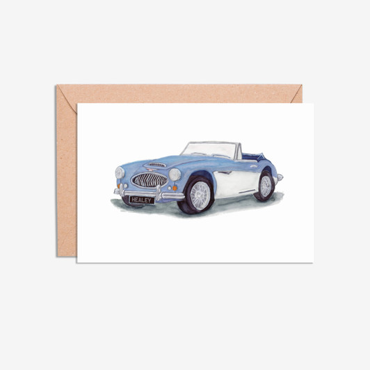 Austin Healey Car Illustration Blank Card