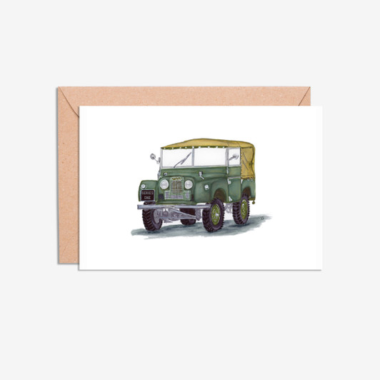 Land Rover car illustration blank cards