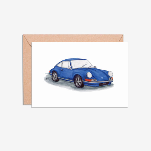 Porsche 911 car illustration blank cards