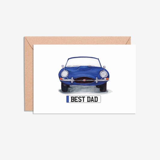 Jaguar F-Type front 'Best Dad' number plate cards