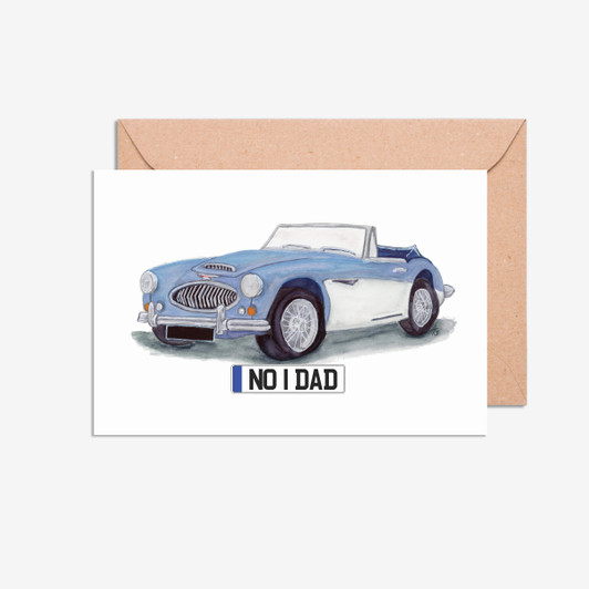 No 1 Dad Number Plate Austin Healey Car Illustration Card