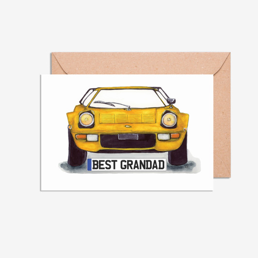 Best Grandad Number Plate Lancia Stratos Car Illustration Card