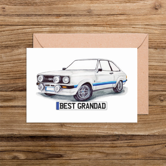 Escort MK 2 'Best Grandad' number plate cards