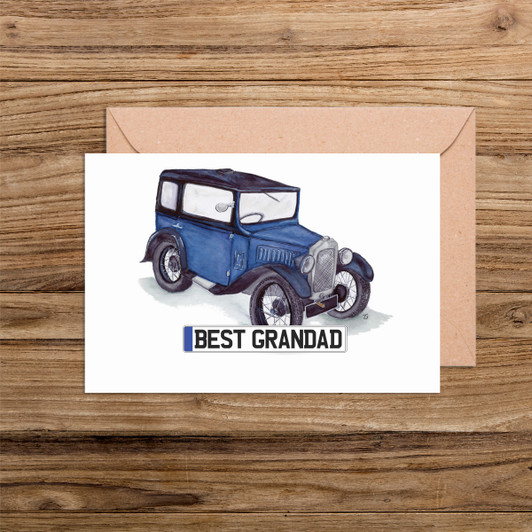 Austin 7 'Best Grandad' number plate cards