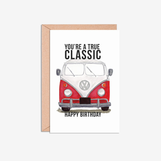 Happy Birthday Red VW Camper Van You're a Classic Card