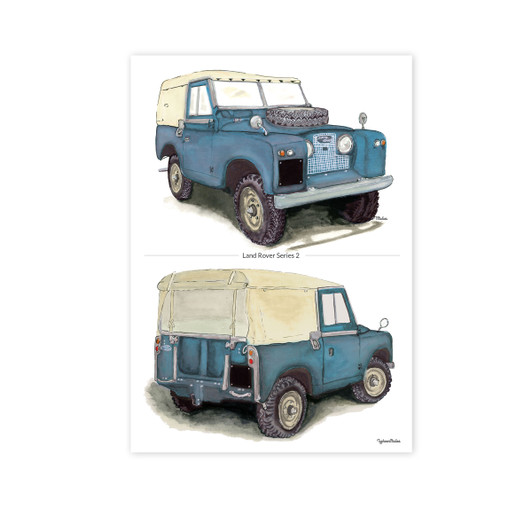 Aqua Marine Land Rover Series 2a Duo Illustration Print