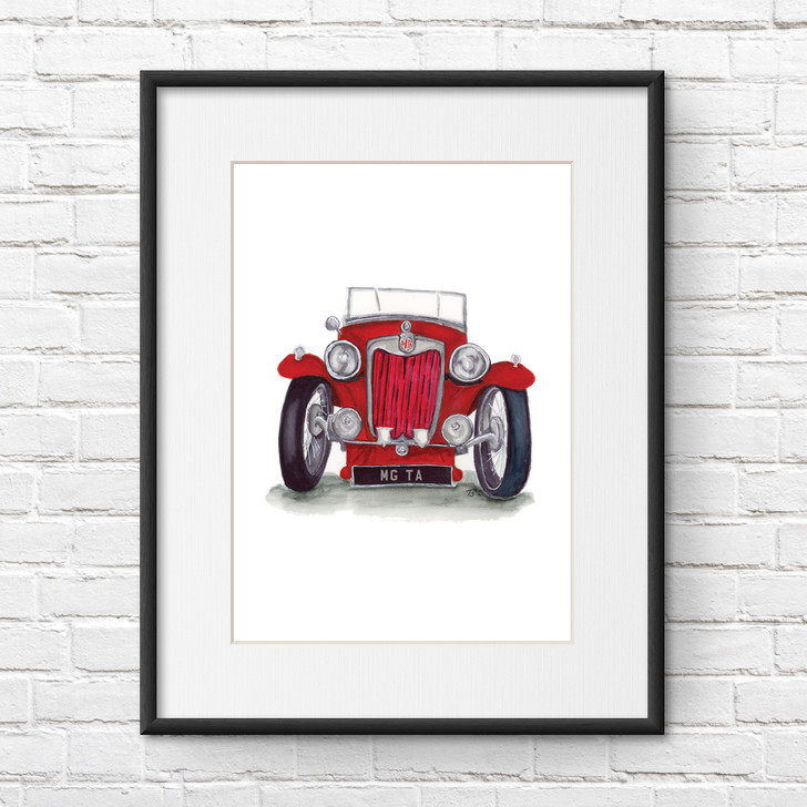 MG TA Front View Illustration Giclée Car Print