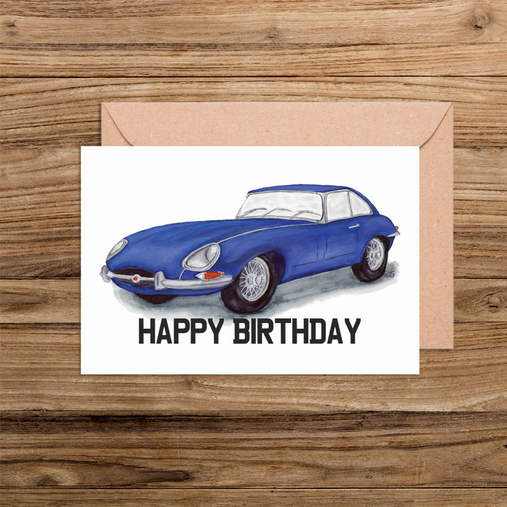 Happy Birthday Jaguar F-Type Car Illustration Card