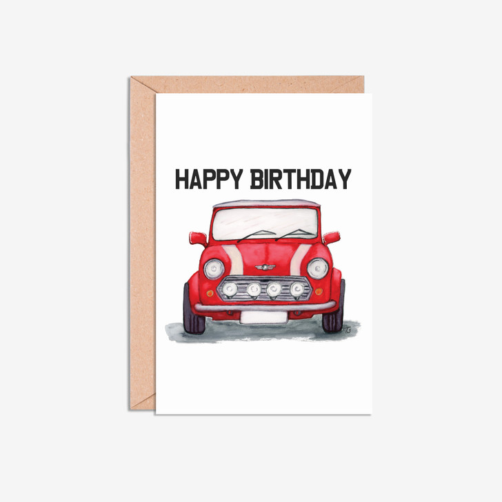 Mini Cooper Front birthday day card