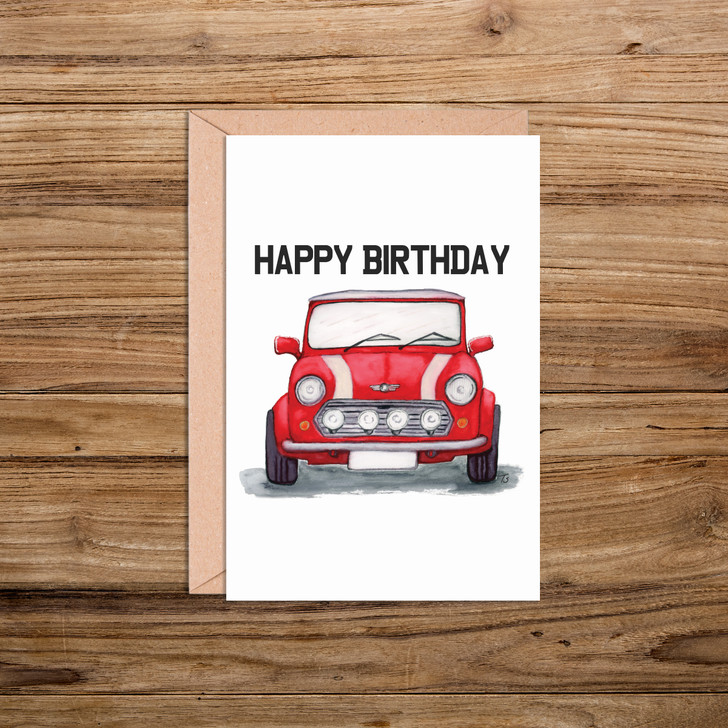 Mini Cooper Front birthday day card