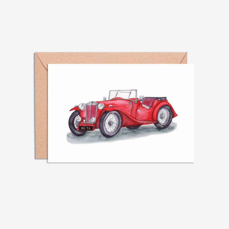 MG TA Car Illustration Blank Card
