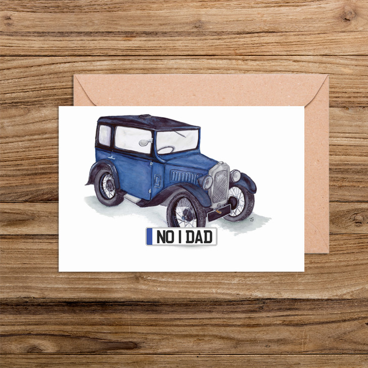 No 1 Dad Number Plate Austin 7 Car Illustration Card