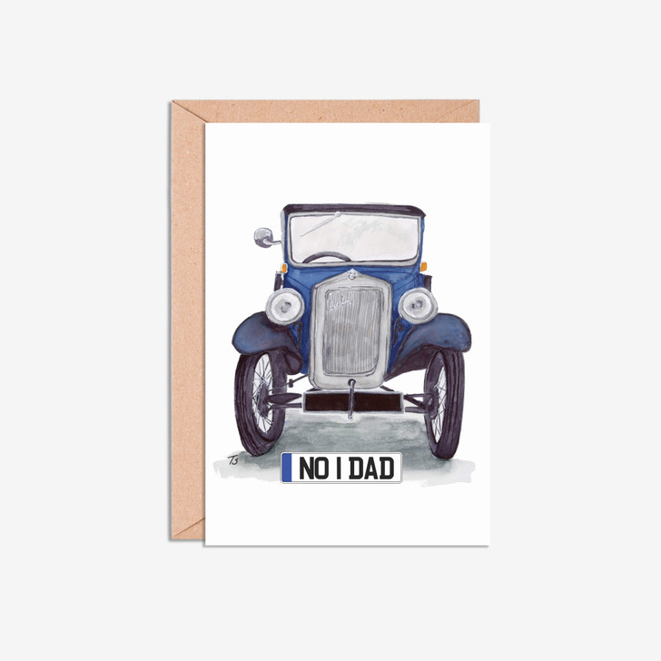 Austin 7 Front 'No 1 Dad' number plate cards