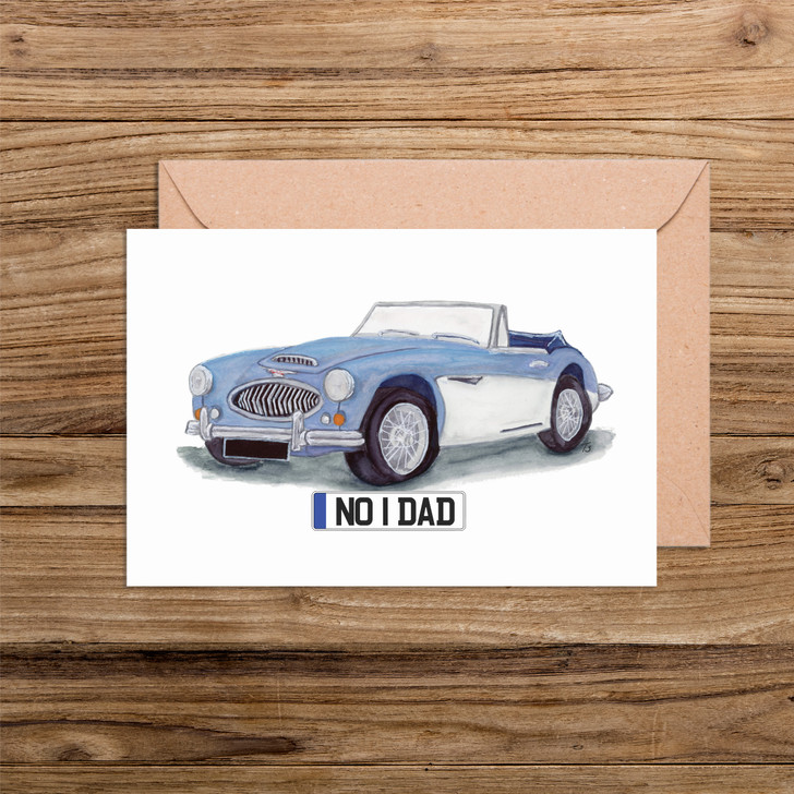 No 1 Dad Number Plate Austin Healey Car Illustration Card