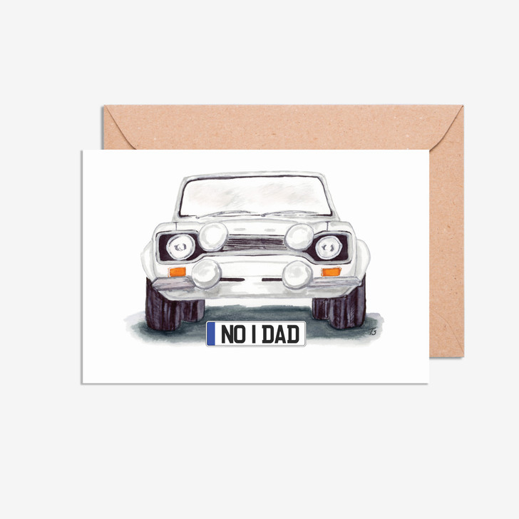 No 1 Dad Number Plate Ford Escort MK 1 Car Illustration Card