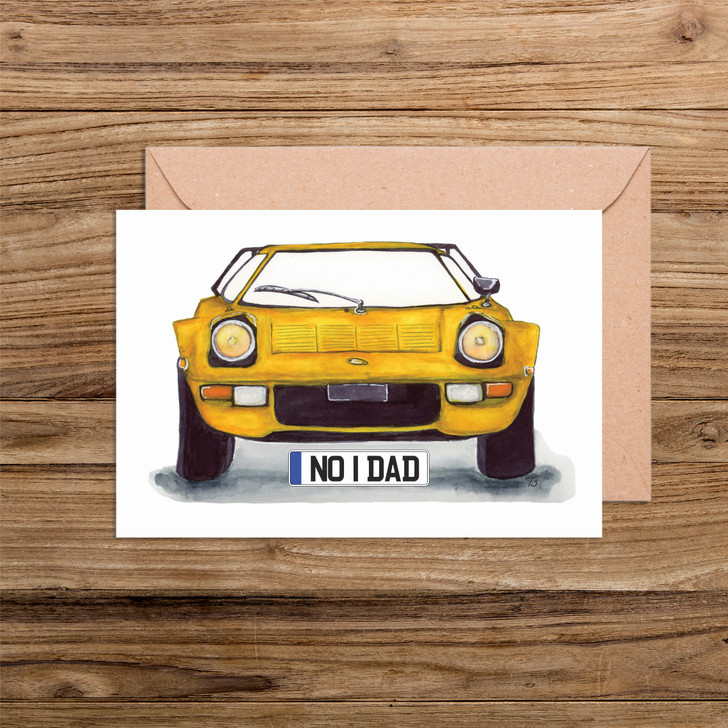 Lancia Stratos front 'No 1 Dad' number plate cards